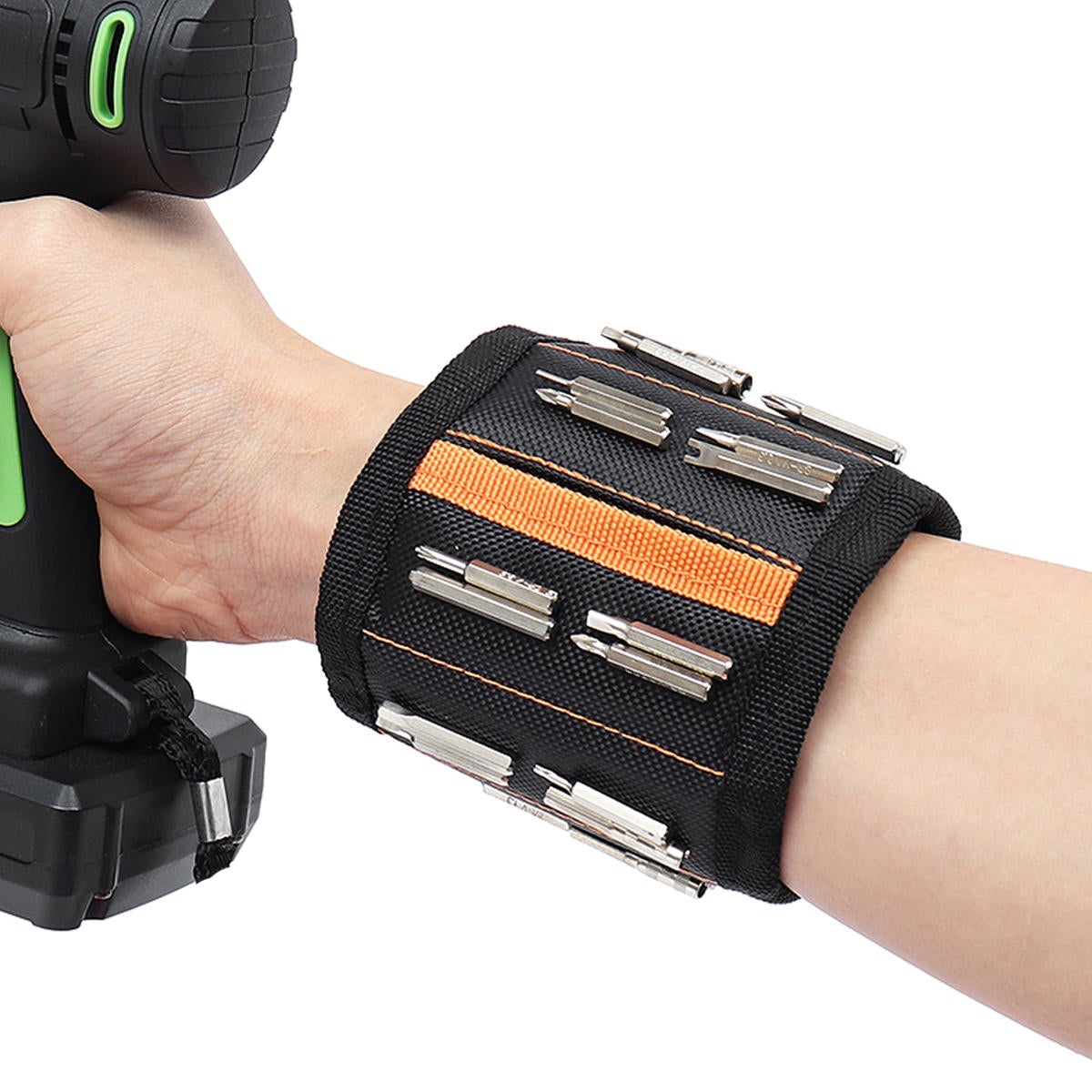 Magnetic Wristband w/ Strong Magnets Holds Screws Nails Bits Repair Hand Easy Carry Gadget