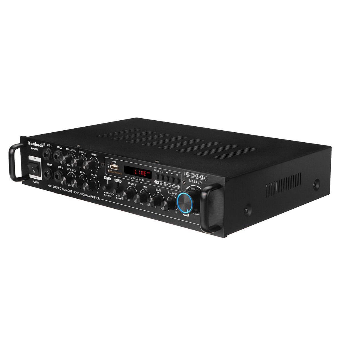 Audio Power Amplifier AC 110V 220V DC12V Bluetooth Karaoke Hi-Fi Home Theater for Car