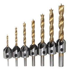 7pcs 3-10mm 5 Flute HSS Countersink Drill Bit Set Carpentry Reamer Wood Working Chamfer Endmilling
