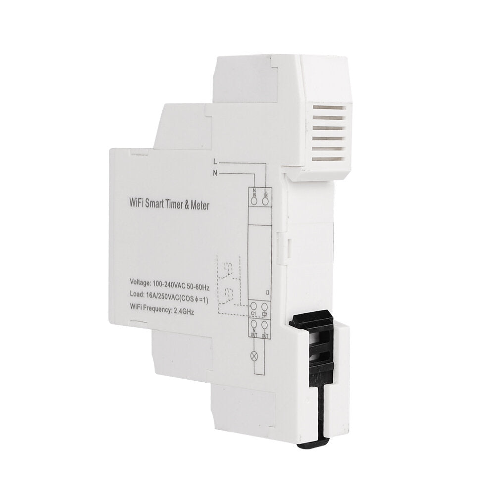 WiFi Smart Light Control Switch AC 110V 220V 16A 18mm Single Phase Digital Timer Remote with Energy Monitoring