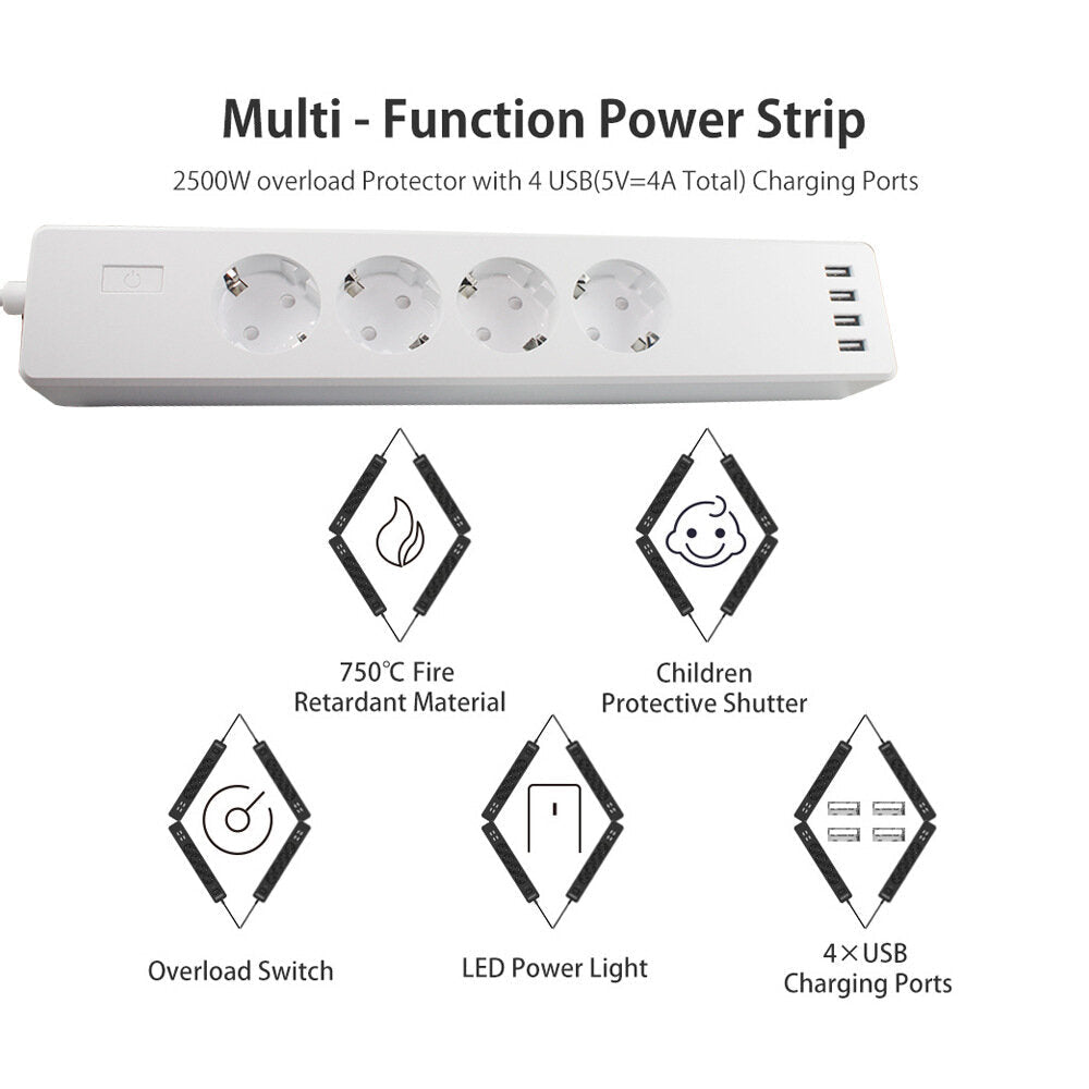 WiFi Smart Socket APP Control 1.8M Powe Cable AC 100V/240V 16A Universal Fitment Fireproof Material Plug