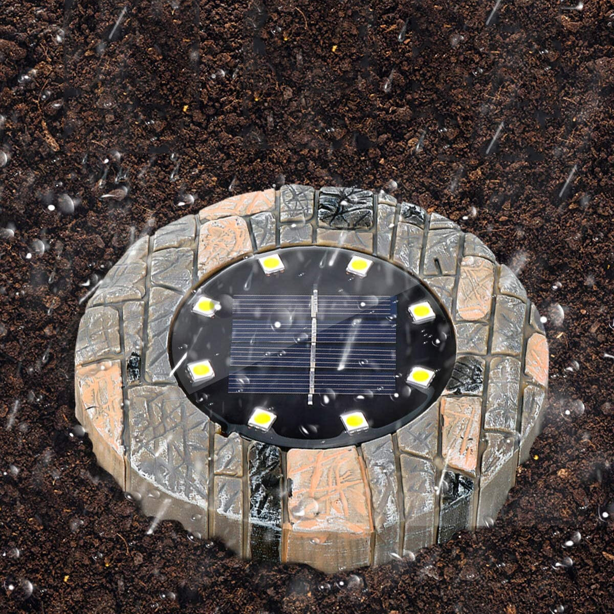 8 Pack Solar Ground Lights 8 LED Disk Solar Lights Outdoor Upgraded Garden Waterproof Bright In-Ground Lights for Pathway