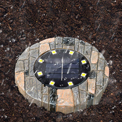 8 Pack Solar Ground Lights 8 LED Disk Solar Lights Outdoor Upgraded Garden Waterproof Bright In-Ground Lights for Pathway