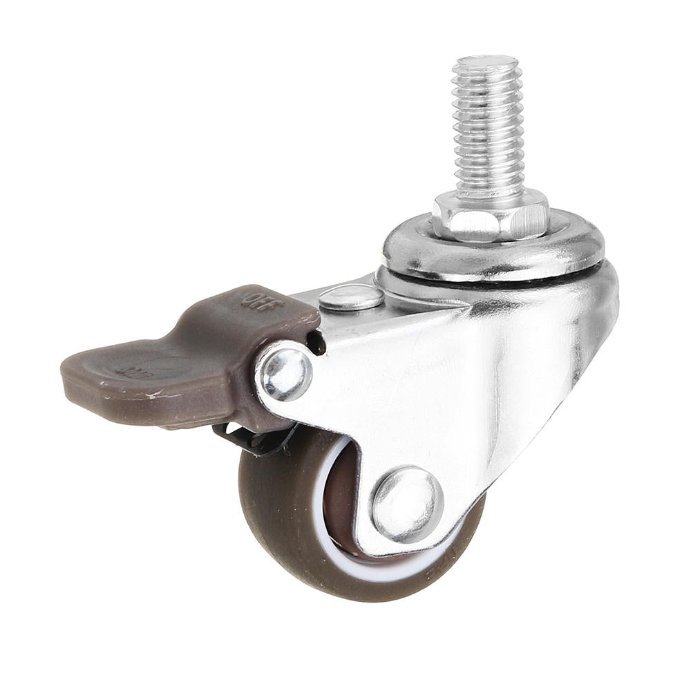 4pcs 1 Inch M8x15mm TPE Silent Wheels with Brake Universal Casters Wheel for Furniture