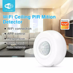 Wireless WIFI Ceiling PIR Mition Detector PIR Alarm Sensor Human Body Infrared Security Detector Work with Smart Life Alexa Google Home