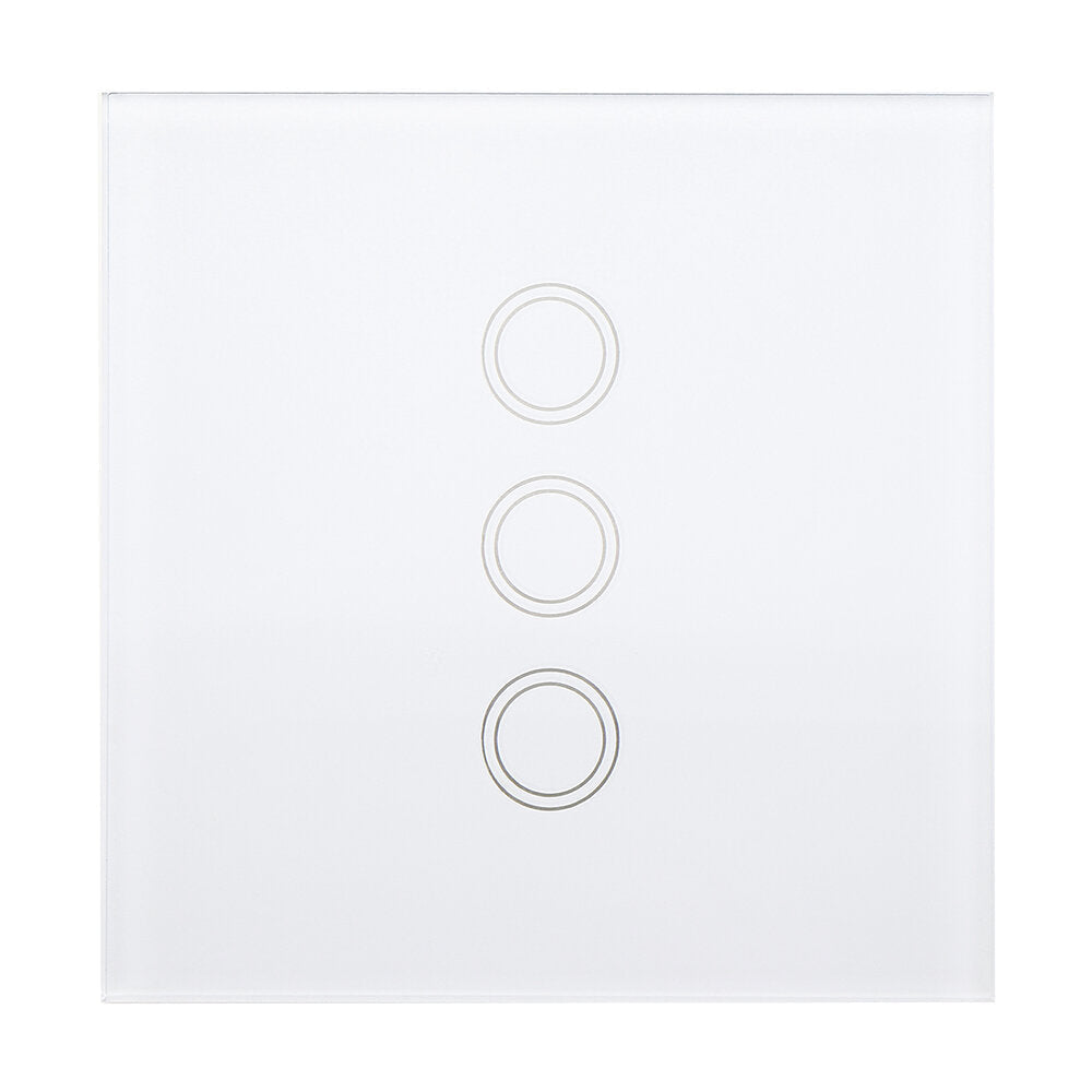 White 1 2 3 Channel 86 Wall Touch Remote Control Switch Wireless RF Transmitter Tempered Glass Pane l433MHz