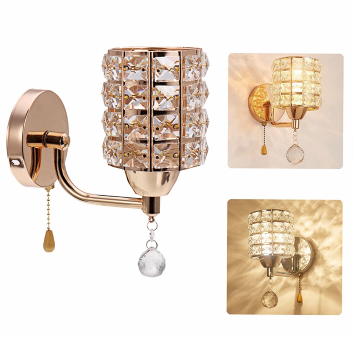 Luxury Crystal Wall Light Modern Bedroom Aisle Sconce Lighting Lamp Fixtures Without Bulb
