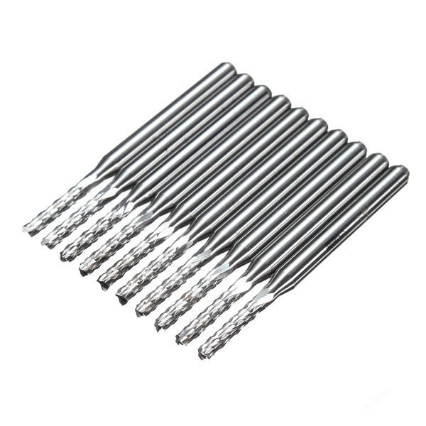 10pcs 3.175x2mm Carbide End Mill Engraving Bits for CNC PCB Machinery Rotary Burrs