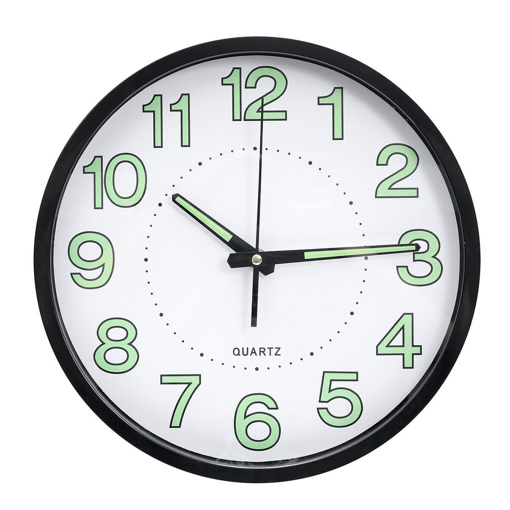 12inch Wall Clock Silent Quartz Luminous Wall Night Clocks Black/White