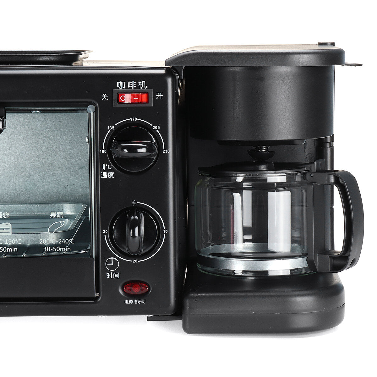 220V 3 In 1 Multifunction Breakfast Machine Electric Toaster Oven Frying Coffee