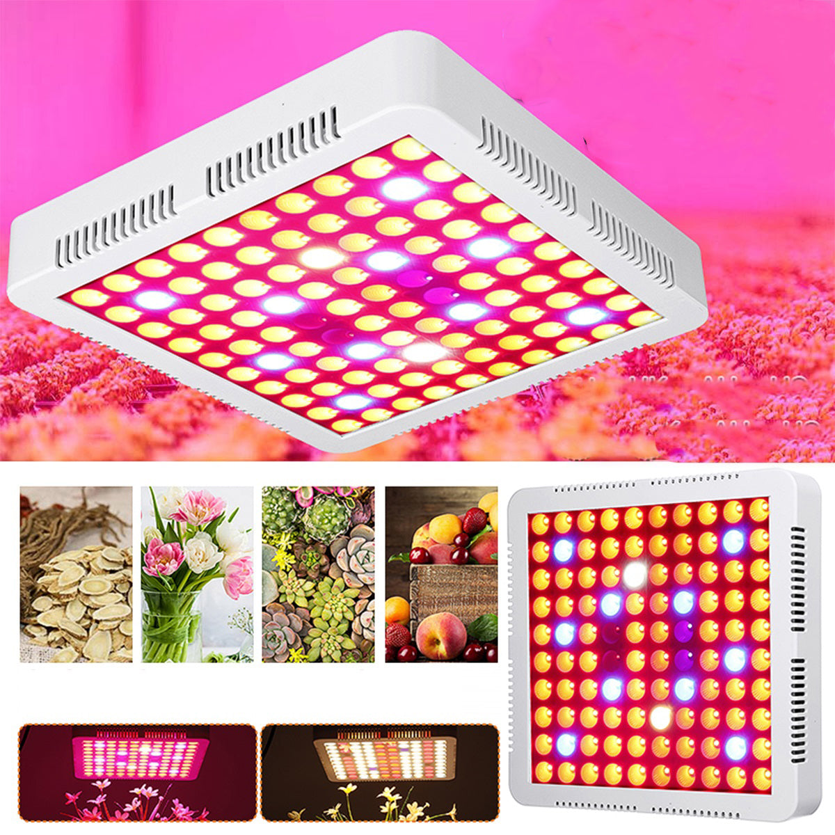 AC85-265V 300W 2 Kinds Spectrum LED Grow Light Cooler Fan Growing Lamp for Indoor Hydroponic Plant