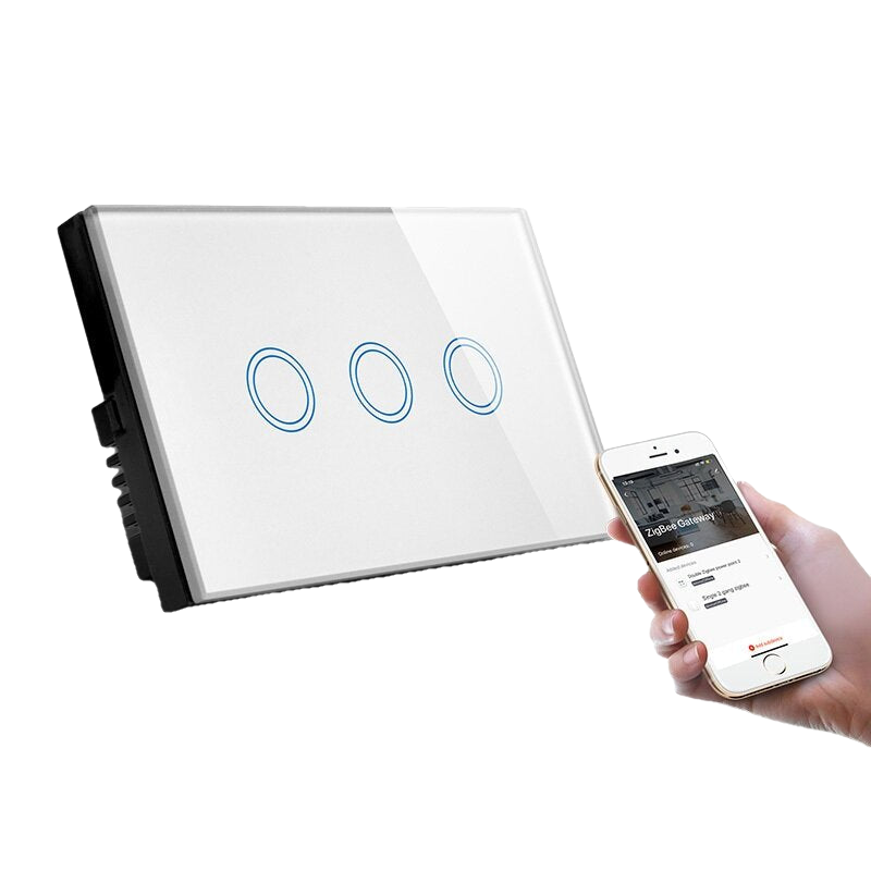 Crystal Touch Screen Glass Panel ZB Wall Switch Compatible with Alexa and Google Home 1/2/3/4Gang