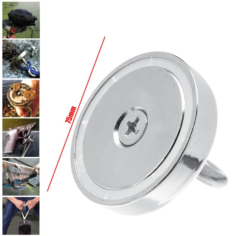 300KG D75mm Neodymium Recovery Magnet Fishing Treasure Metal Detector with 20 Metre Rope