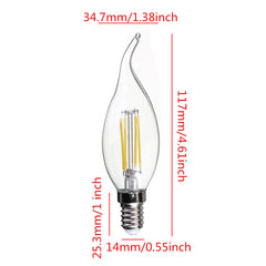 E14 4W Pure/Warm White Edison Filament LED COB Flame Lamp 220-240V
