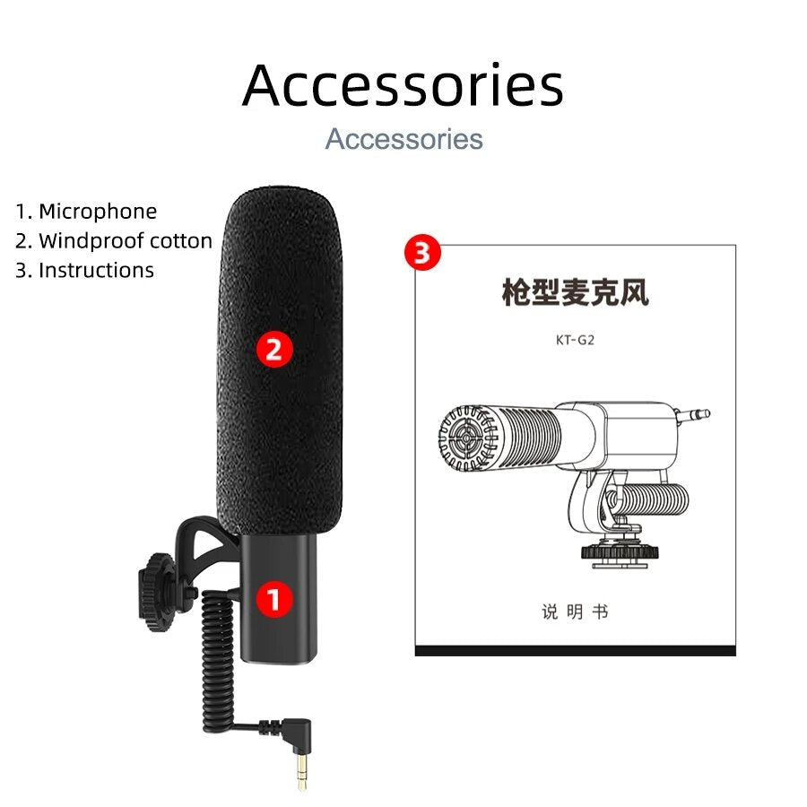 Video Recording Microphone with Shock Mount&Spring Cable for Nikon SLR Camera Phone Vlog Interview Mic