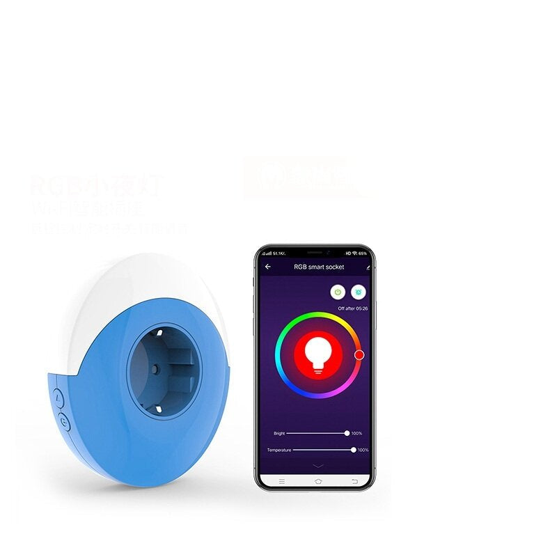 WiFi Smart Socket Switch Tuya RGB 16A Light Voice Control Timing Socket Work with Alexa Google Home IFTTT