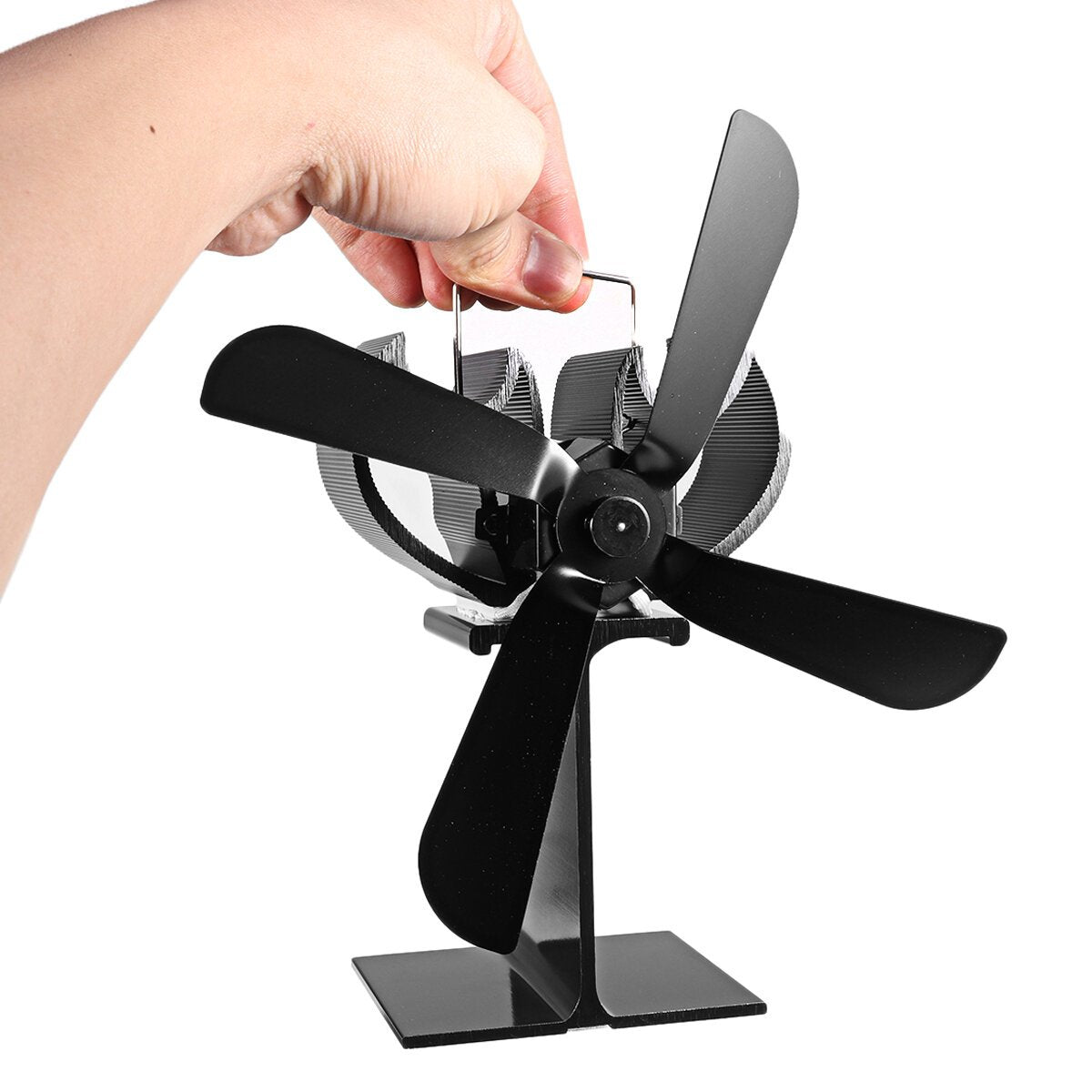 5-Blade Heat Powered Wood Stove Fan Fireplace Log Wood Burner Eco Fan