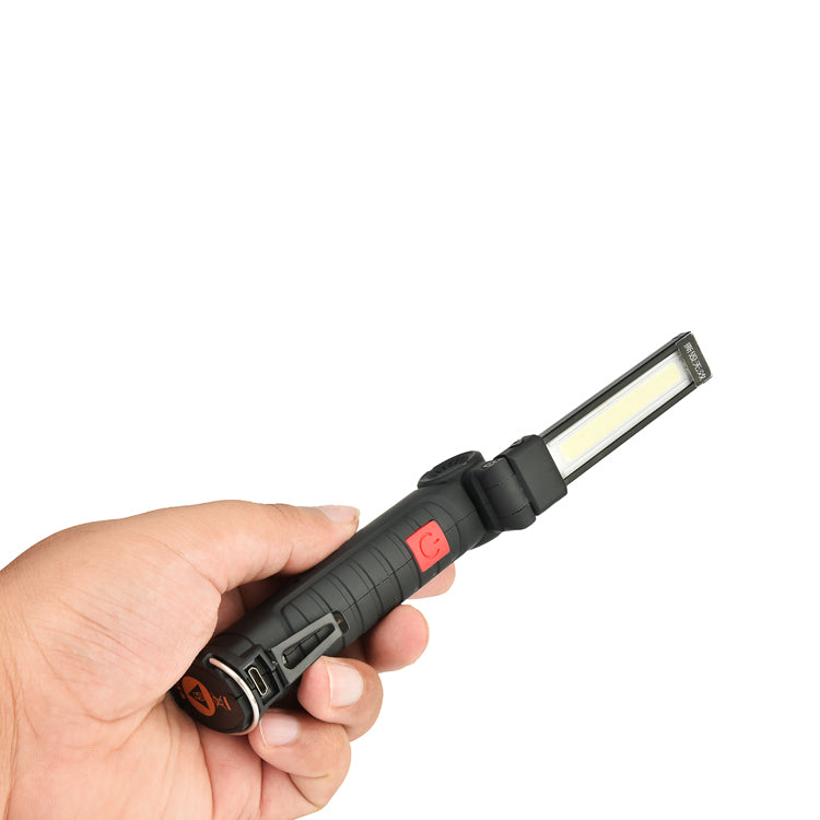 360Degree Rotation USB Rechargeable COB+LED Emergency Worklight with Magnetic Tail Flashlight