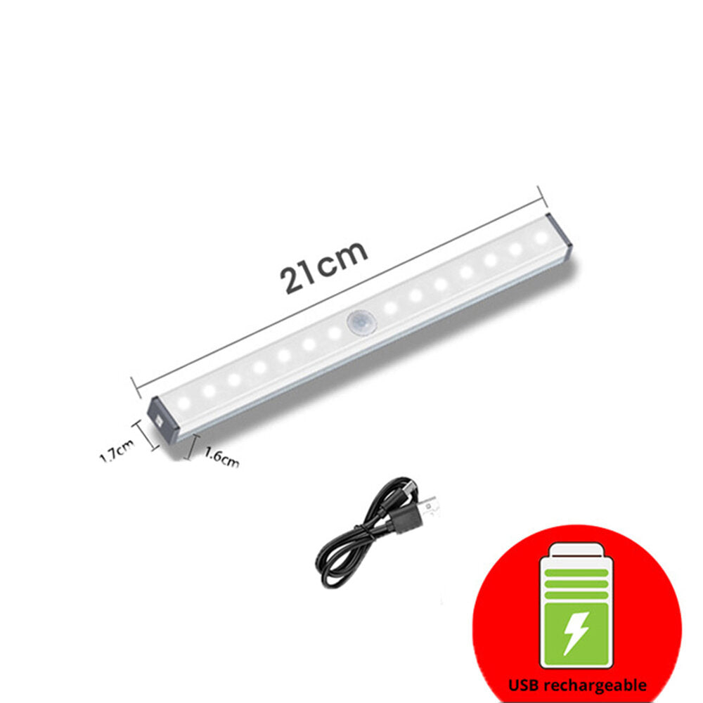 LED Night Light Motion Sensor Cabinet Lamp USB Rechargeable Closet Night Lamps for Wardrobe Kitchen Bedroom Step Lighting