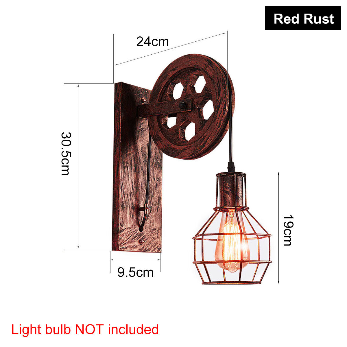 Adjustable Iron Wall Lamp Lifting Pulley Sconce Light Indoor 4 Color Without Light Bulb