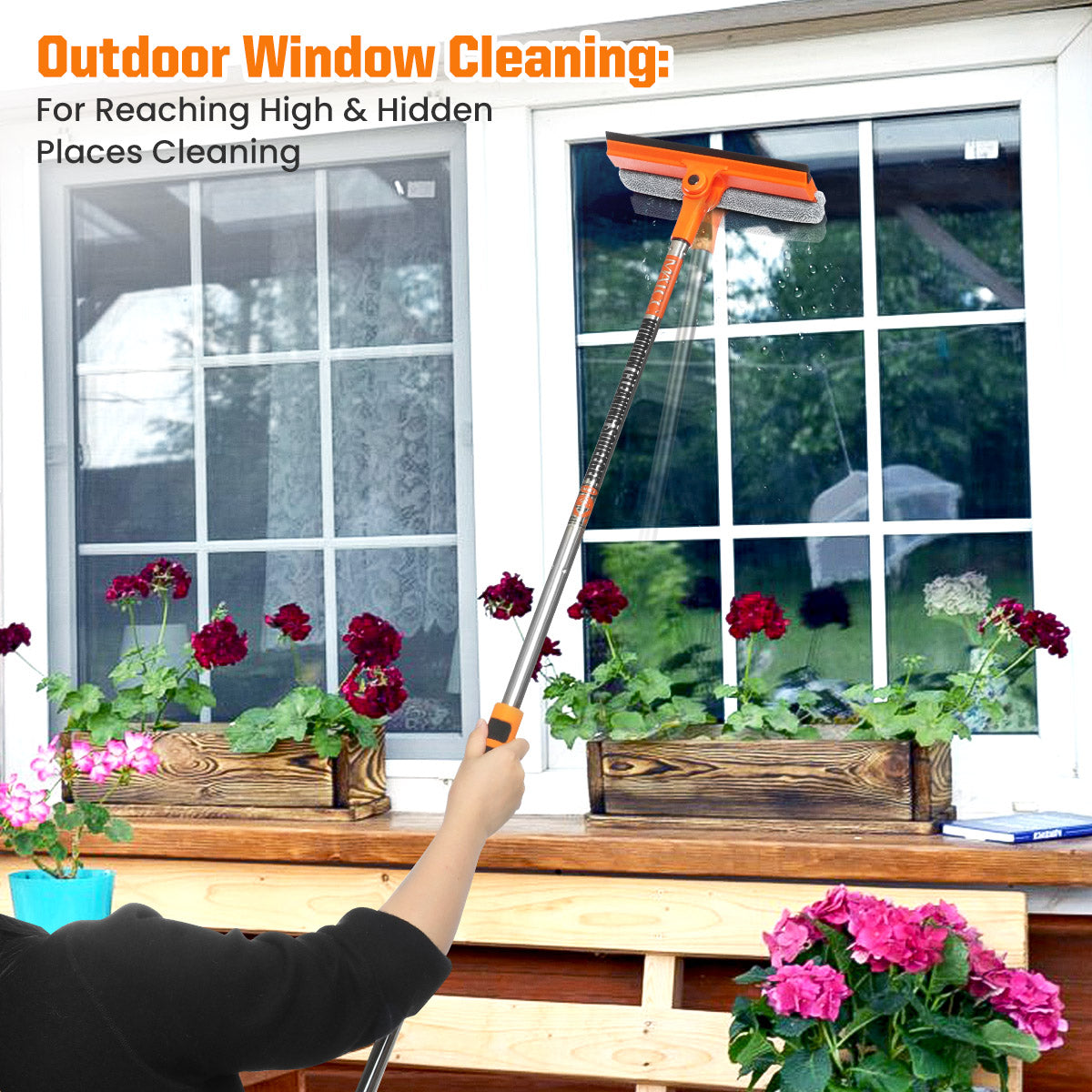 115cm Window Cleaning Squeegee EVA Mop Cover w/ Sponge Rotatable Brush Head Household Accessories