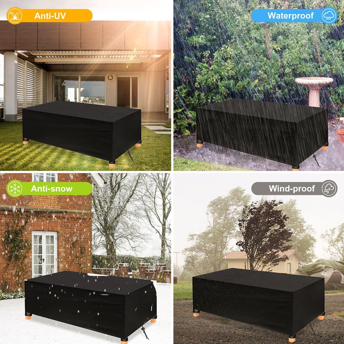 Garden Furniture Covers 420D Oxford Fabric Rectangular/Oval Cover, Windproof and Anti-UV, for Sofas and Chair Gard