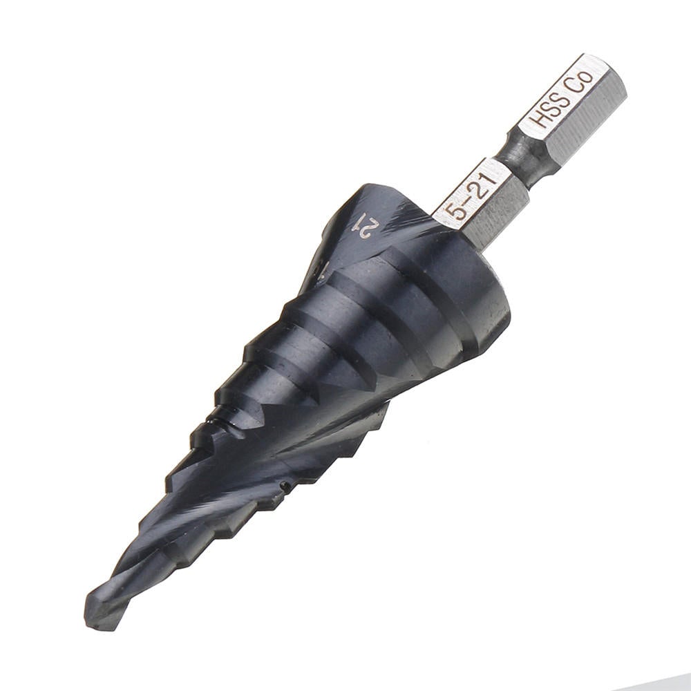 HRC89 M35 Cobalt Step Drill Bit 4-22mm/5-21mm TiAlN Coated Step Drill 1/4 Inch Hex Shank