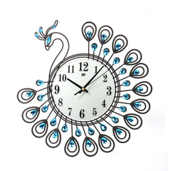 37cm European Style Peacock Shape Luxury Digital Metal Wall Clock