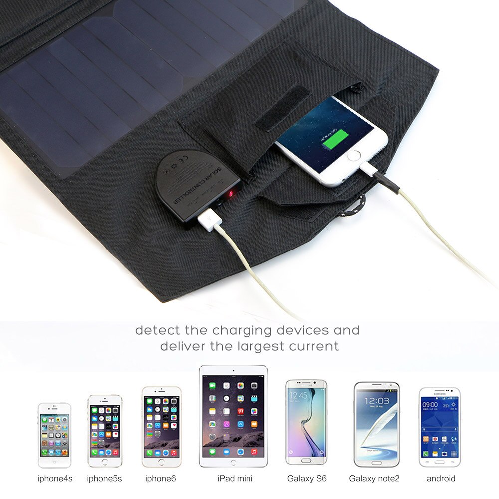 Flexible Foldable Solar Panel 5V 18V High Efficience Solar Battery Charger 21W Solar Phone Charger for Travel Iphone