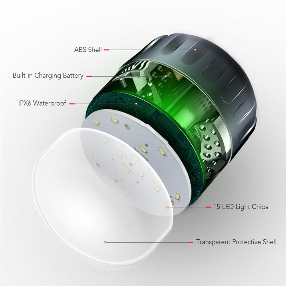 Portable Camping Lantern IPX6 Waterproof Rechargeable Tent