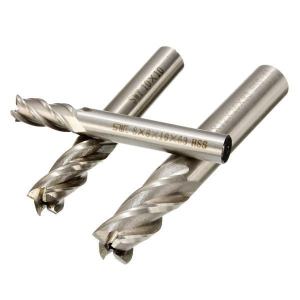3pcs HSS Straight Shank End Mill Cutter 4 Flute 8/10/12mm CNC Tool