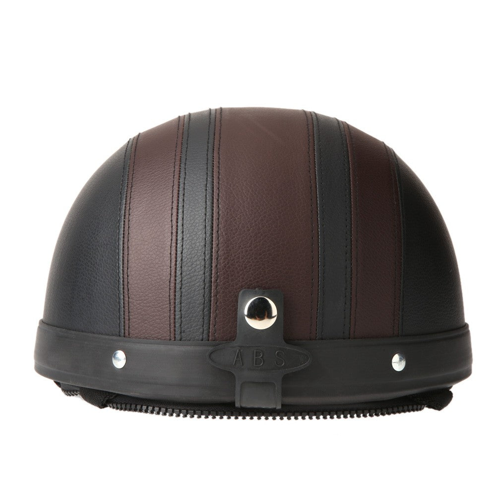 Mortorcycle Mask Detachable Goggles and Mouth Filter+ Open Face Half Leather Helmet with Vision UV 54-60cm