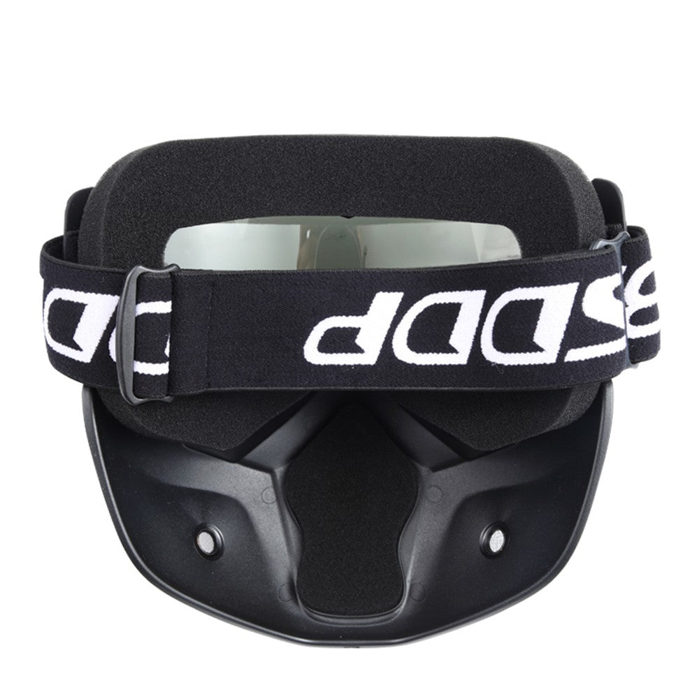 Mortorcycle Mask Detachable Goggles and Mouth Filter+ Open Face Half Leather Helmet with Vision UV 54-60cm