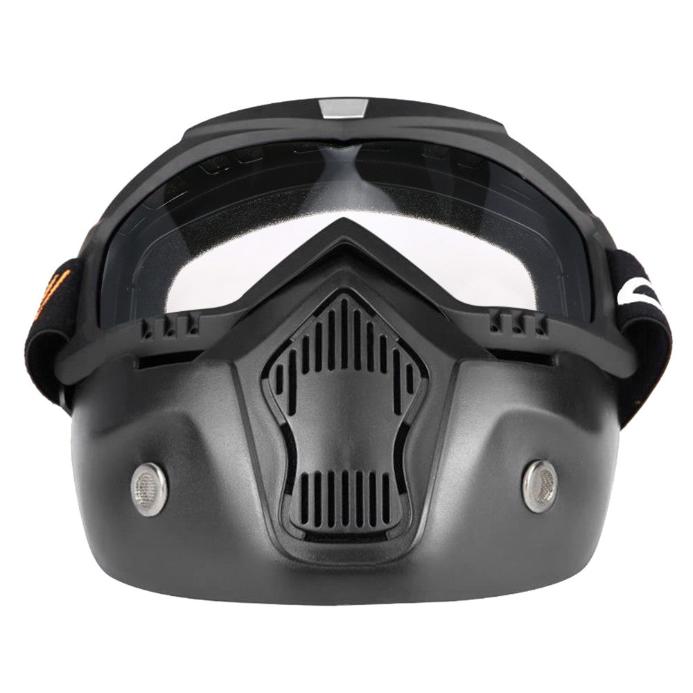 Mortorcycle Mask Detachable Goggles and Mouth Filter+ Open Face Half Leather Helmet with Vision UV 54-60cm