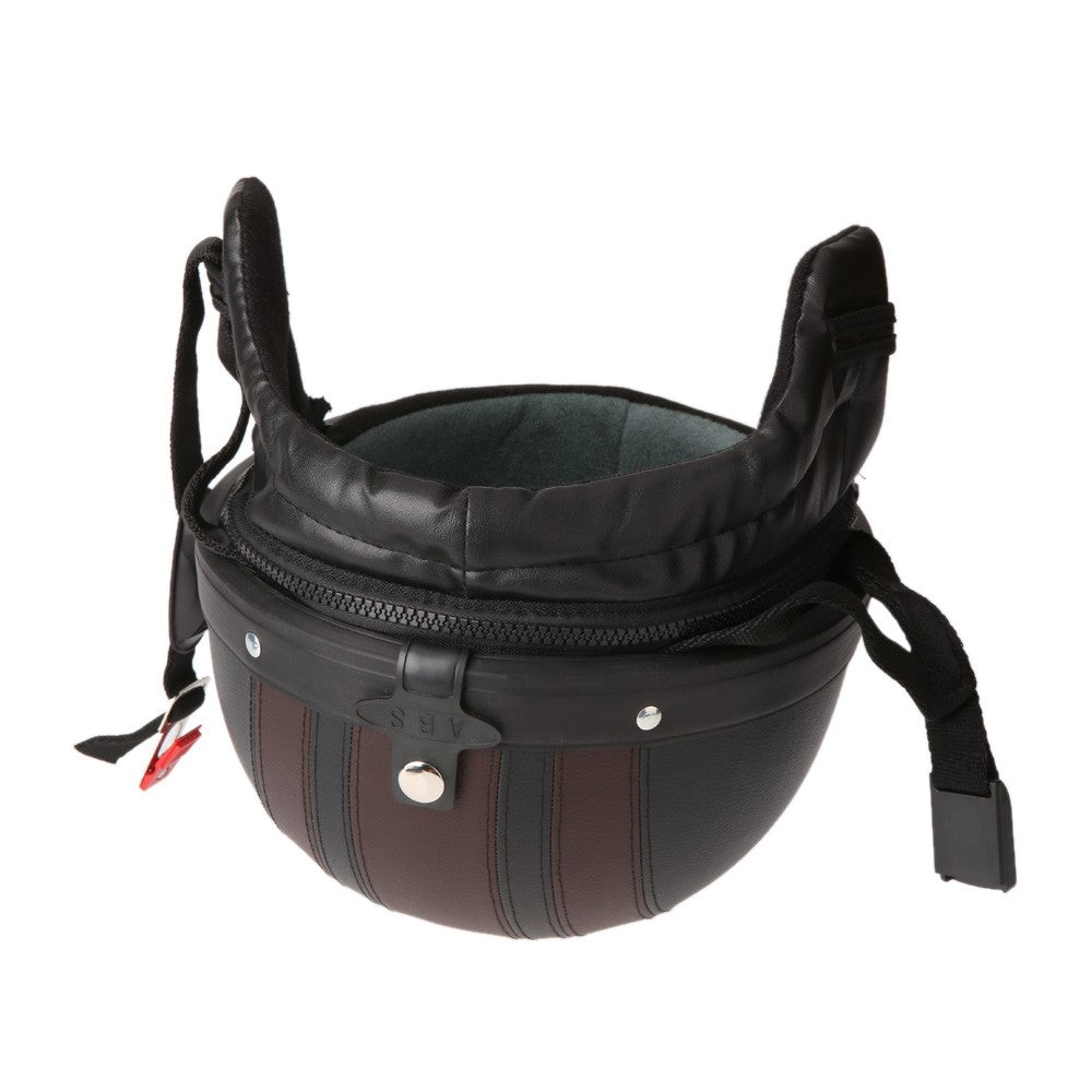 Mortorcycle Mask Detachable Goggles and Mouth Filter+ Open Face Half Leather Helmet with Vision UV 54-60cm