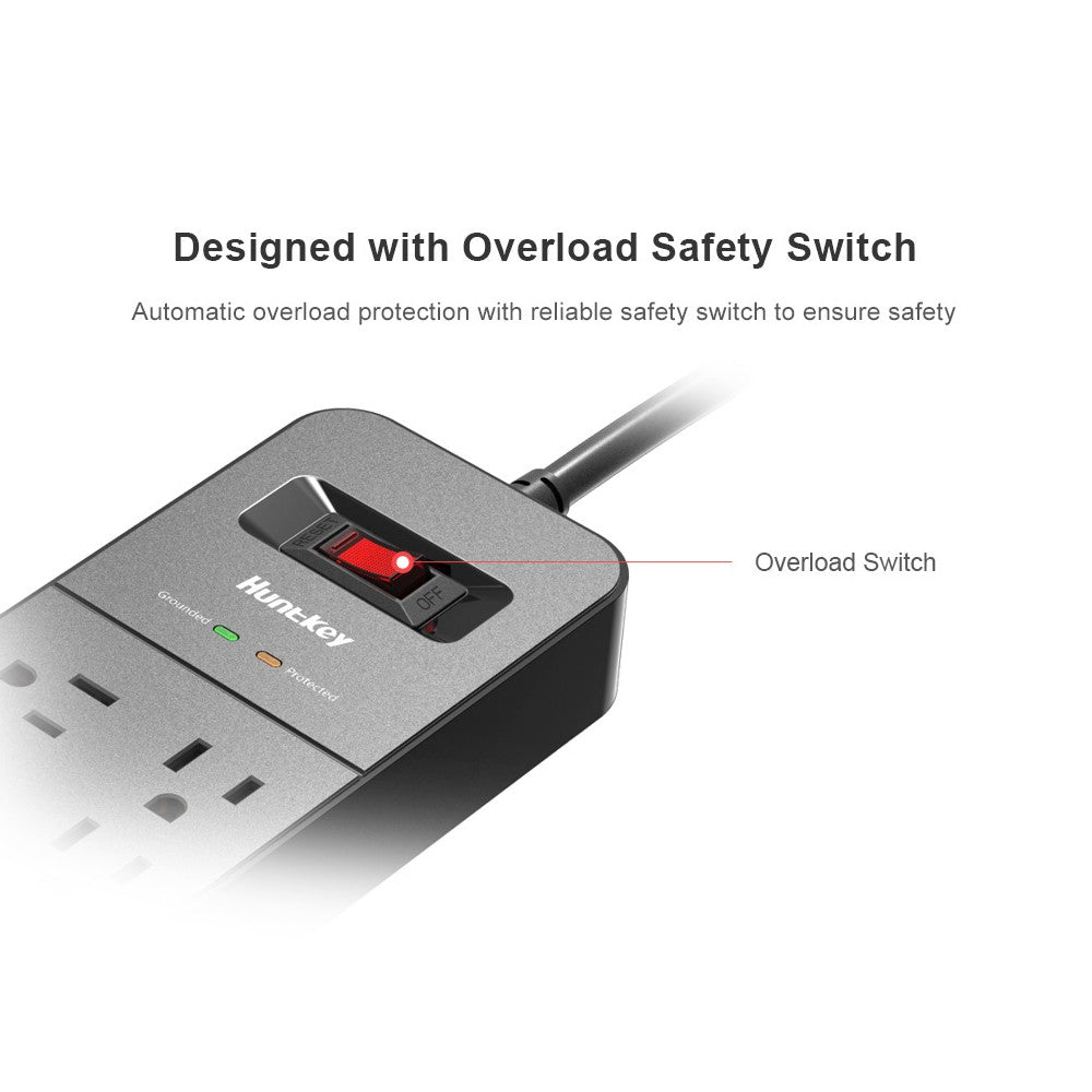 Power Strip Durable Household Socket with 12 AC Outlets 2 USB-A Charging Ports Surge Protector American Standard