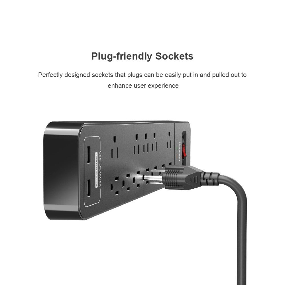 Power Strip Durable Household Socket with 12 AC Outlets 2 USB-A Charging Ports Surge Protector American Standard