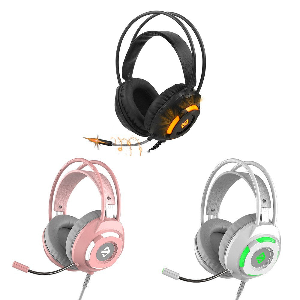 USB Wired Headset 3.5mm Stereo Gaming Noise Cancelling Headphone with Mic 50mm Driver Unit