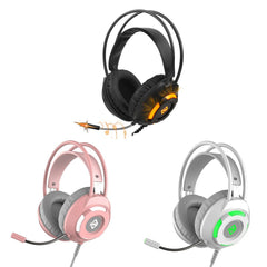 USB Wired Headset 3.5mm Stereo Gaming Noise Cancelling Headphone with Mic 50mm Driver Unit