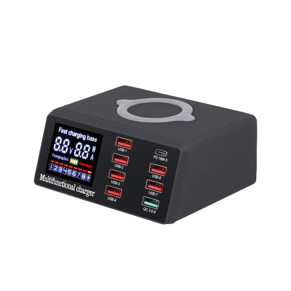 8 Port Wireless USB Charger Quick Charge PD+QC3.0+USB Station with LED Display