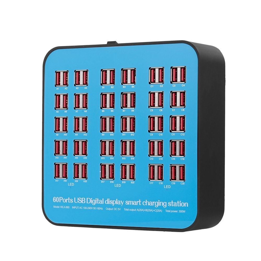 Smart Charging Station with 60 Ports USB Dock Universal Compatibility for Family and Office Use