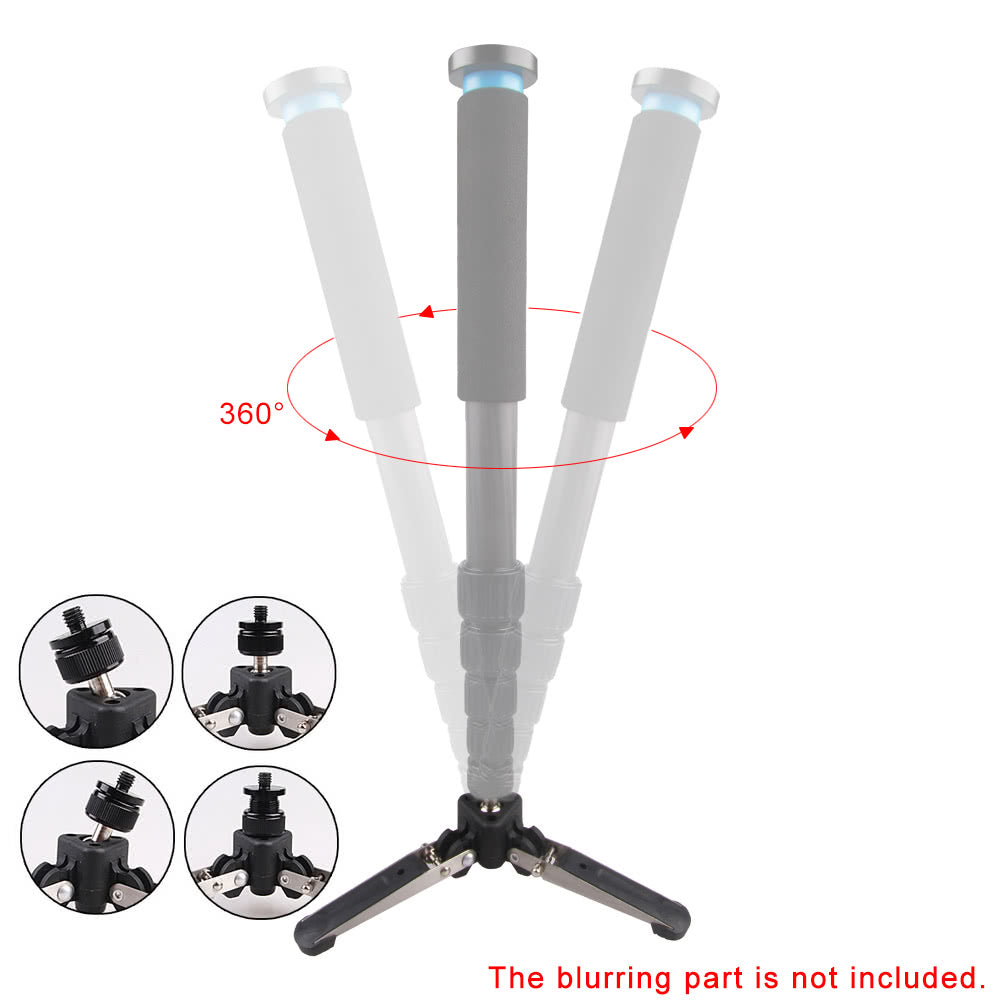 Universal Three-Foot Support Stand Monopod Base for Tripod Head DSLR Cameras 3/8" Screw