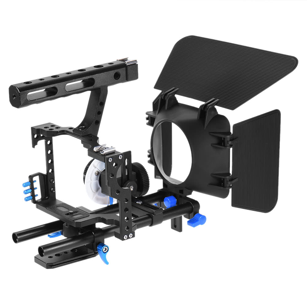 Aluminum Alloy Camera Camcorder Video Cage Rig Kit Film Making System with 15mm Rod Matte Box