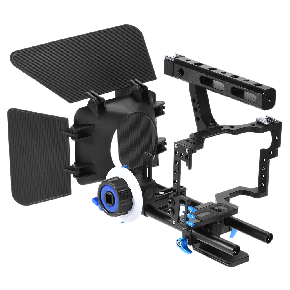 Aluminum Alloy Camera Camcorder Video Cage Rig Kit Film Making System with 15mm Rod Matte Box