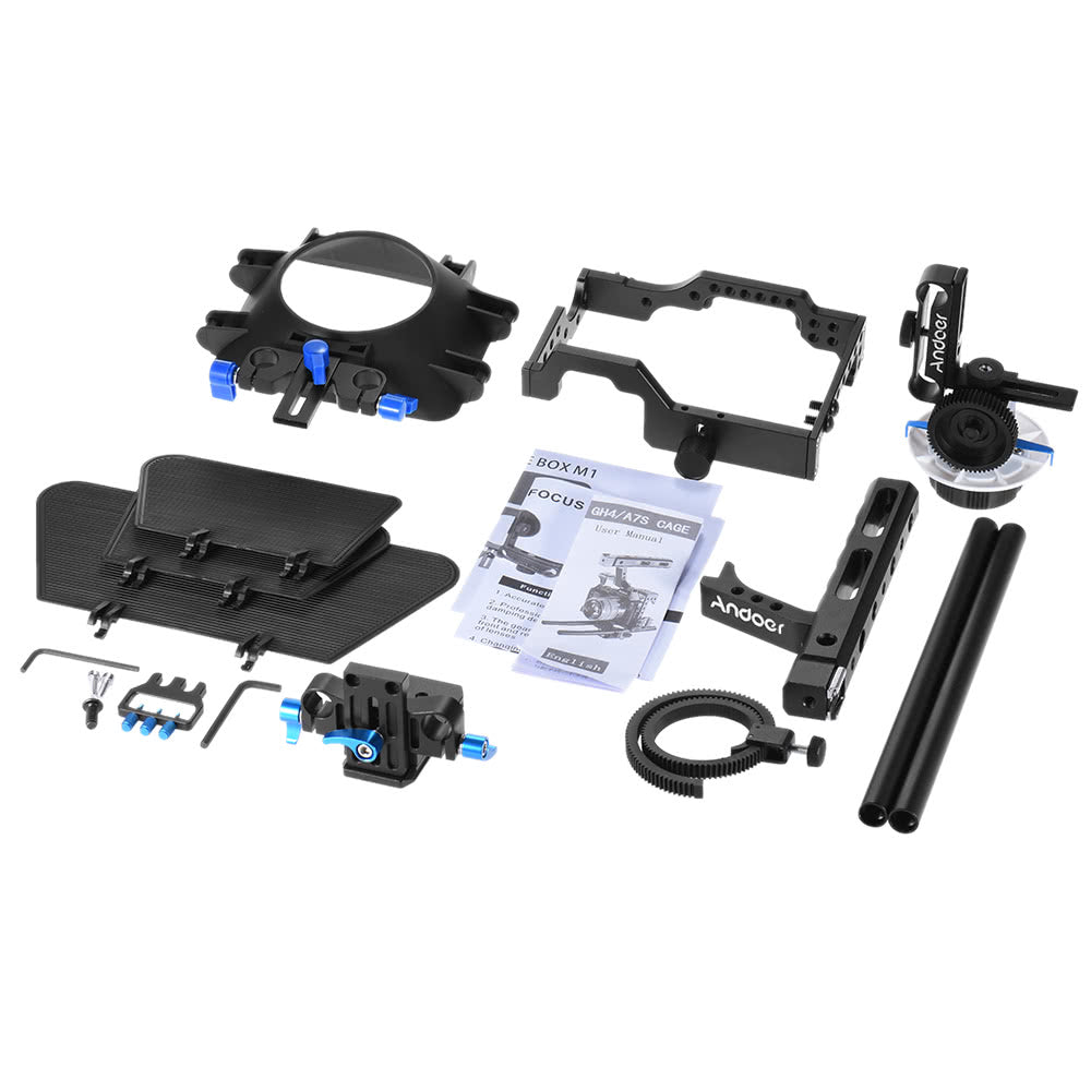 Aluminum Alloy Camera Camcorder Video Cage Rig Kit Film Making System with 15mm Rod Matte Box