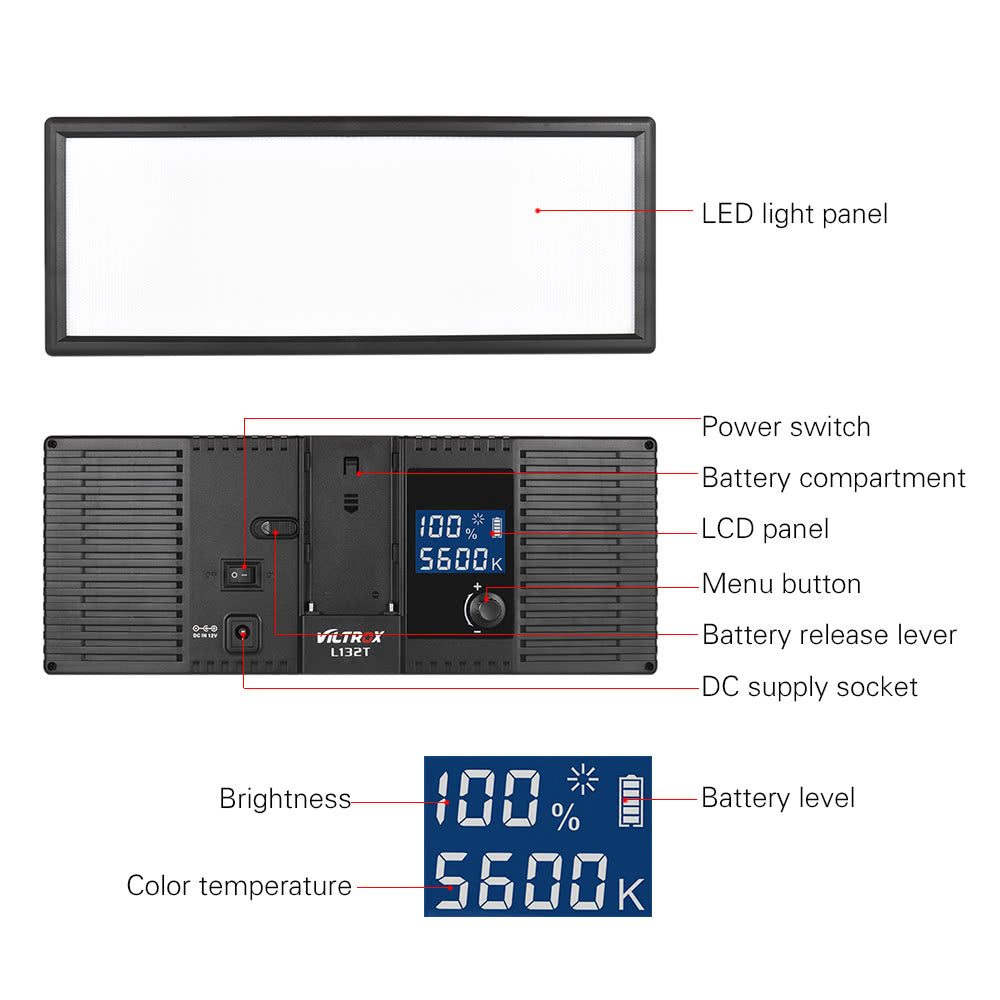 Ultra-thin LED Video Light Photography Fill Adjustable Brightness and Dual Color