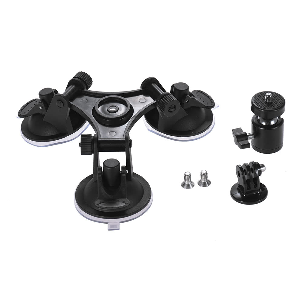 Sports Camera Triple Suction Cup Mount Sucker for GroPro Hero 5/4/3+/3 Yi with Tripod Adapter Action