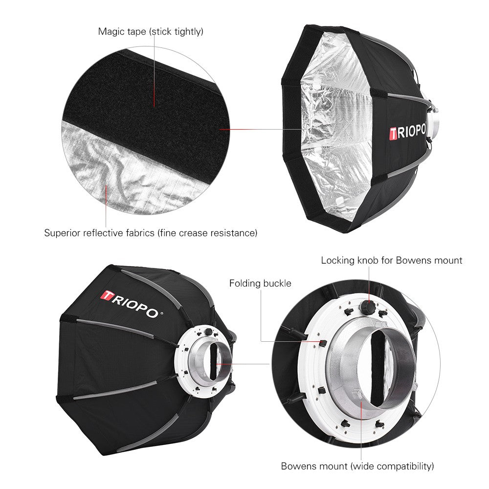 55cm Foldable 8-Pole Octagon Softbox with Soft Cloth Carrying Bag Bowens Mount for Studio Strobe Flash Light