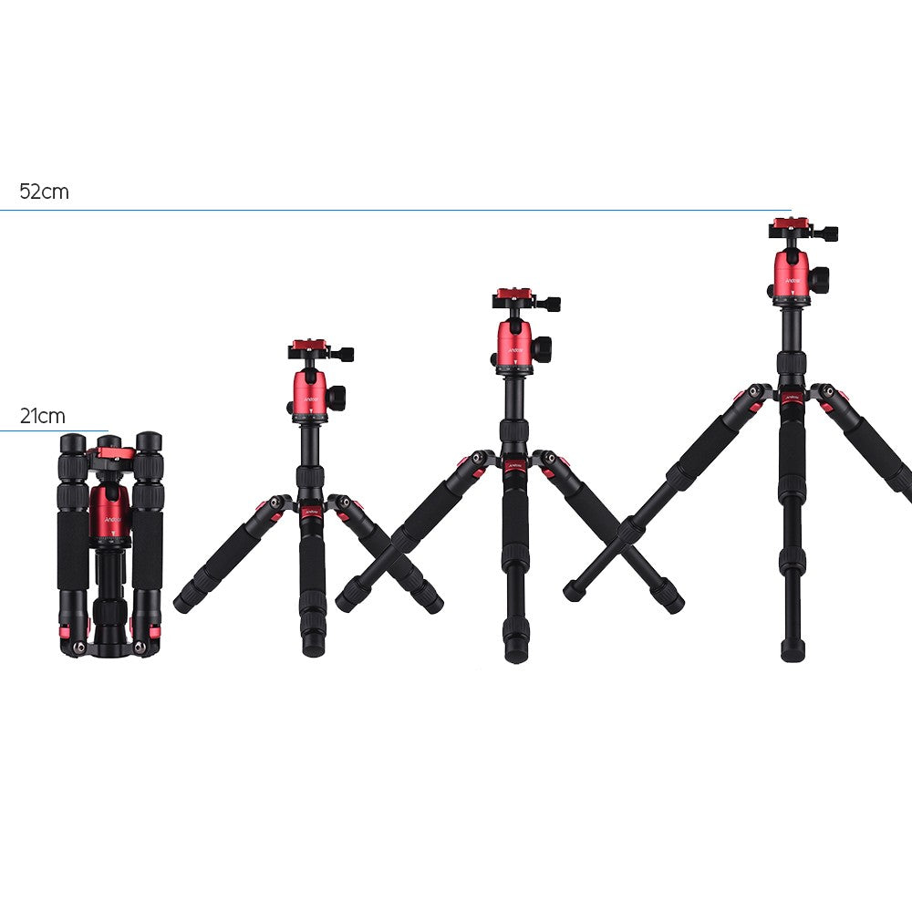 Mini Portable Desktop Tripod Stand Aluminum Alloy with Ball Head Quick Release Plate Carry Bag