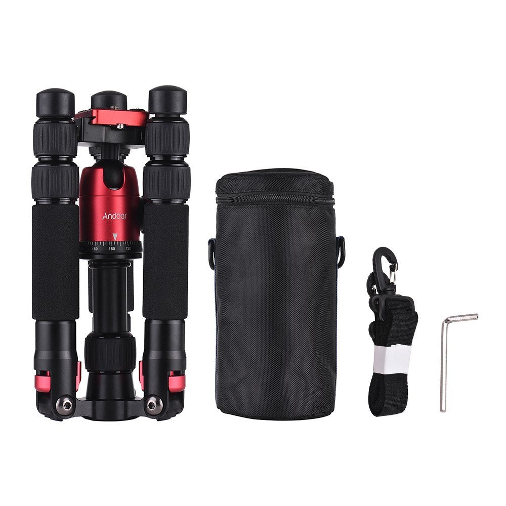 Mini Portable Desktop Tripod Stand Aluminum Alloy with Ball Head Quick Release Plate Carry Bag